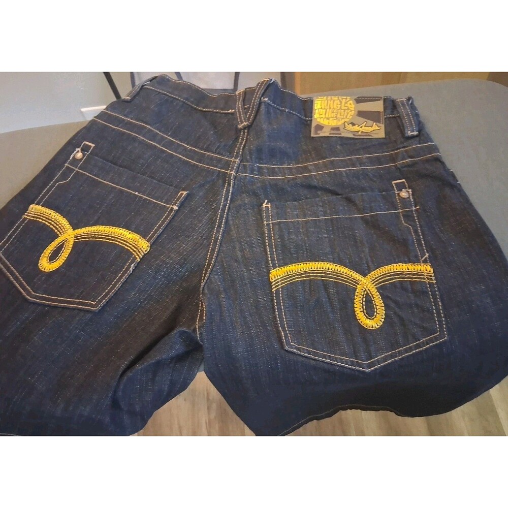 5ive Jungle & Co. Shorts Mens 34 Rare Gold Denim Relaxed Fit Bermuda Baggy Y2K